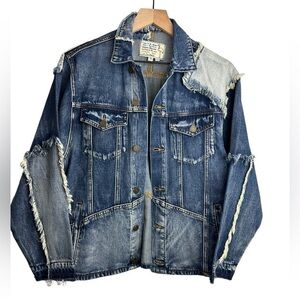 Sandrine Rose X Free People Deconstructed
Frayed Patched Denim Jean Jacket sz‎ S